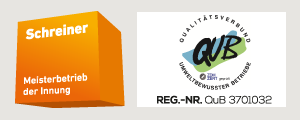 HANNESLANGE ist ein Meisterbetrieb der Schreinerinnung und QUB-zertifiziert (Qualitätsverbund umweltbewusster Betriebe)